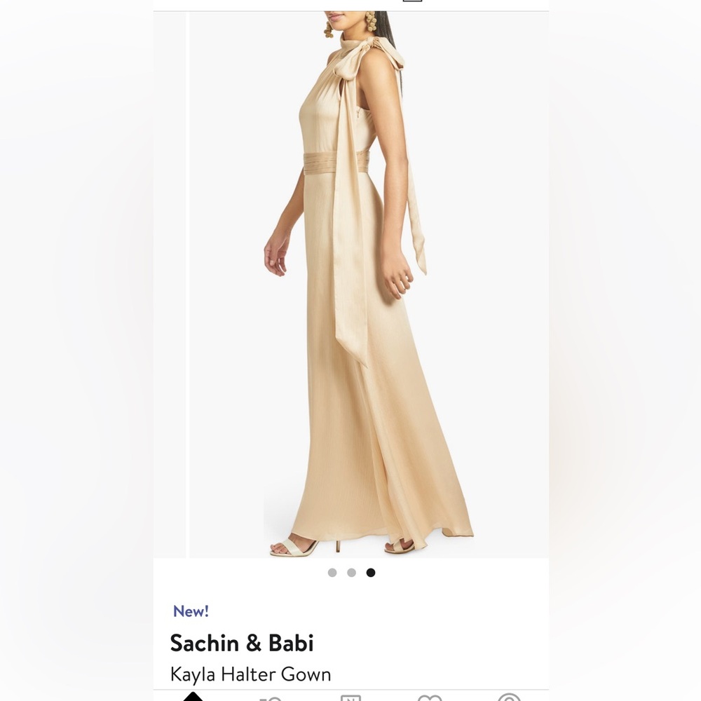 Sachin & Babi Halter Gown Champagne
